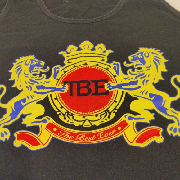 Men's Black Tank Top with Red and Yellow Design - Picture 4 of 6